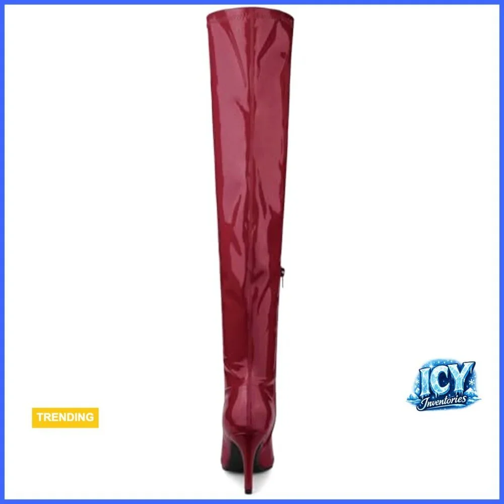 Patent Leather Over The Knee Stiletto Heel Boots